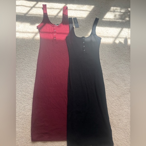 Lulus Move Your Body Black and Red Ribbed Bodycon Midi Dress - Size M - Picture 1 of 3